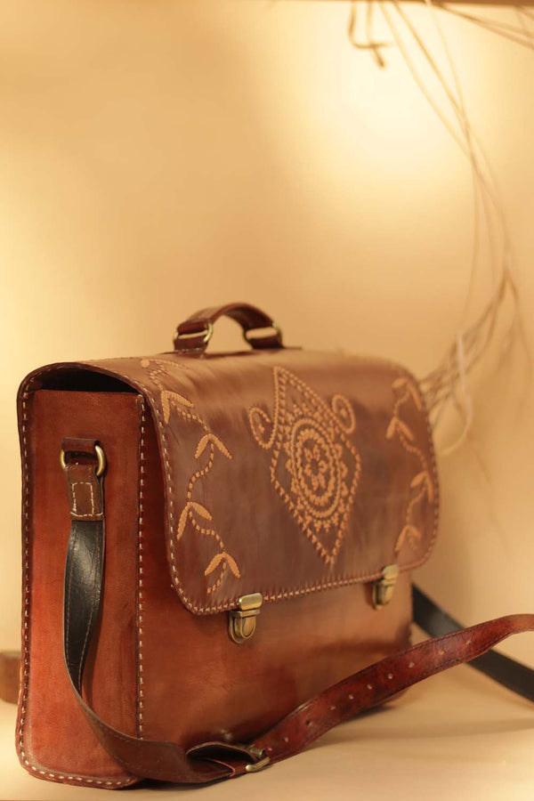 Hand Crafted Kutch Leather Laptop Bag