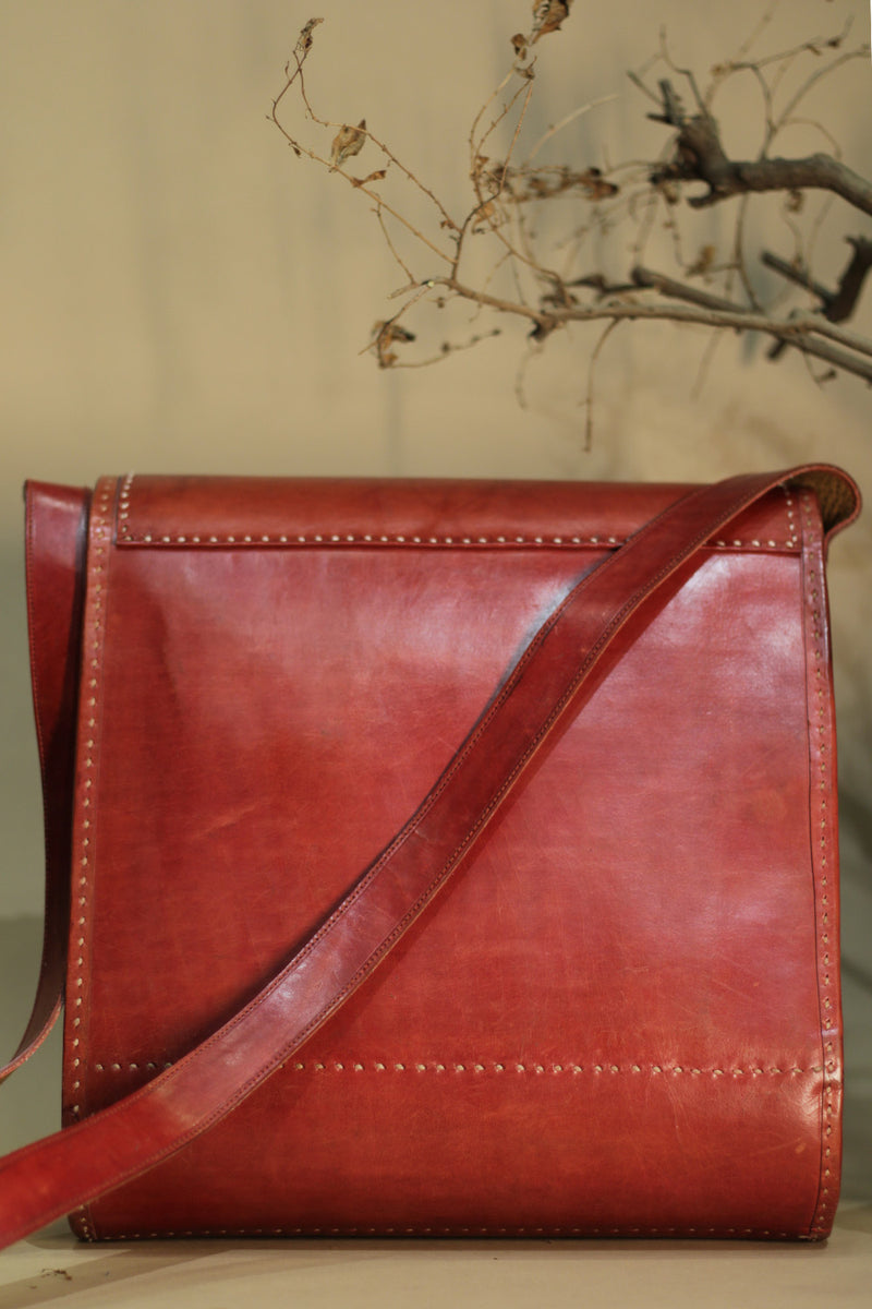 Kutchi Leather Bag | Punchwork Sling |Tan