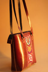 Kutch Leather Handbag | Embroidered Floral Multicolour