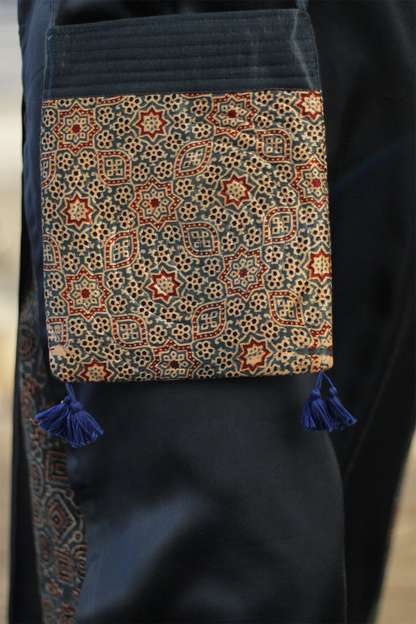 Fabric Sling Bag | Ajrakh Mashru | Indigo Universe Intricate