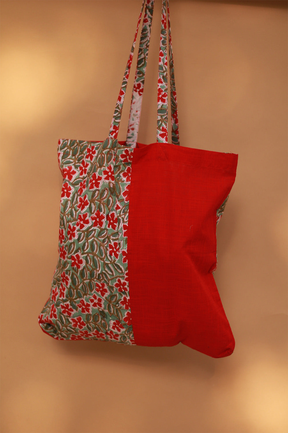 Fabric Jhola Bag | Rouge Floral Sanganeri