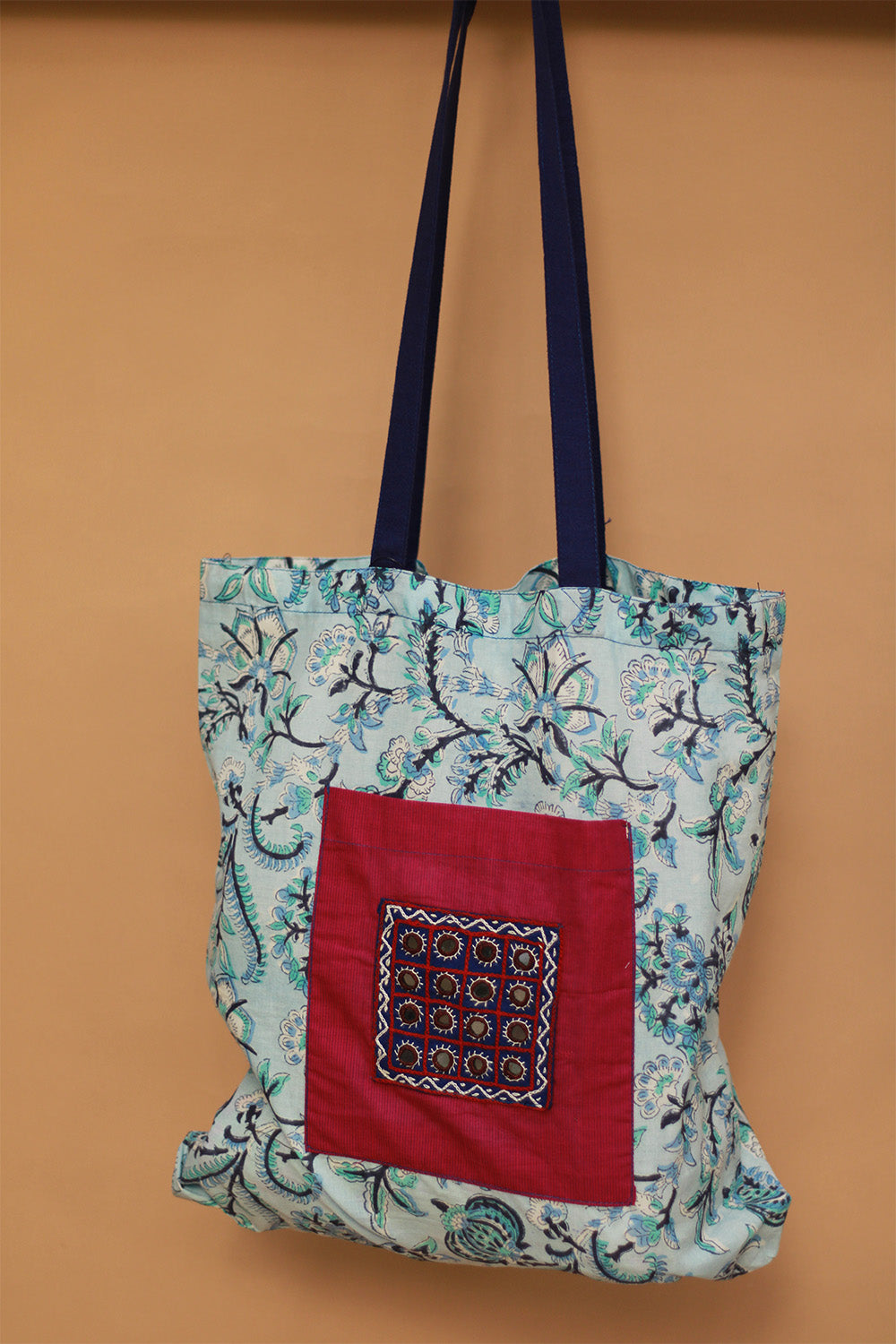 Fabric Jhola Bag | Blue Sanganeri