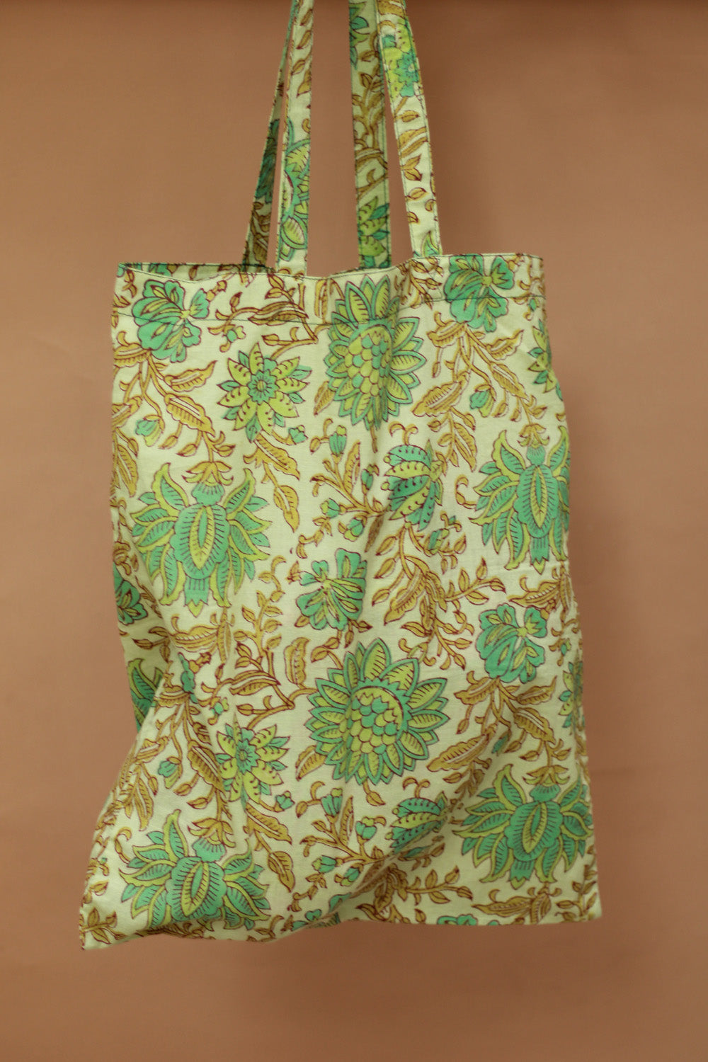 Fabric Jhola Bag | Lime Green Sanganeri