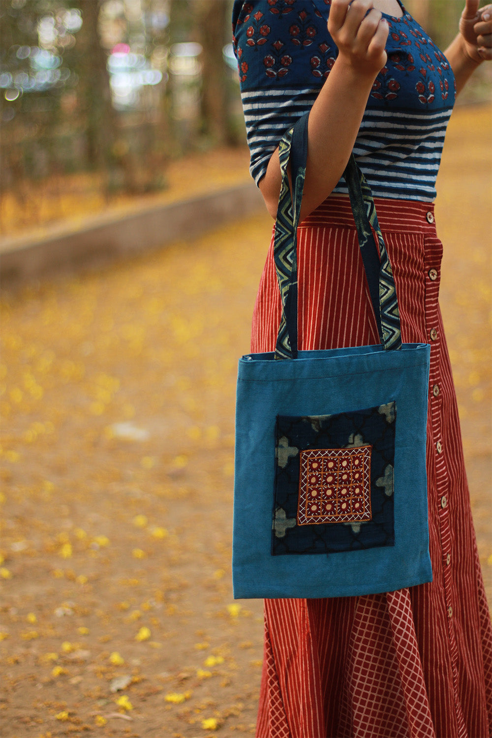 Fabric Jhola Bag | Cyan