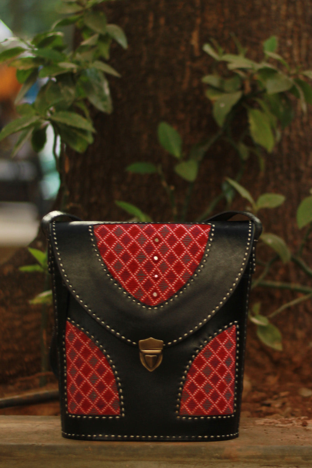 Handcrafted Kutch Leather Bag | Ajrakh