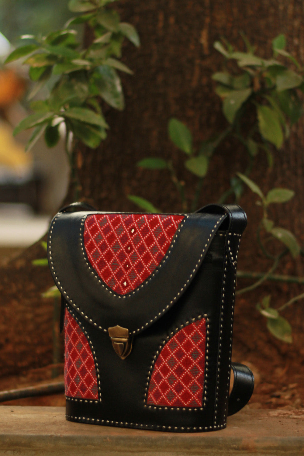 Handcrafted Kutch Leather Bag | Ajrakh