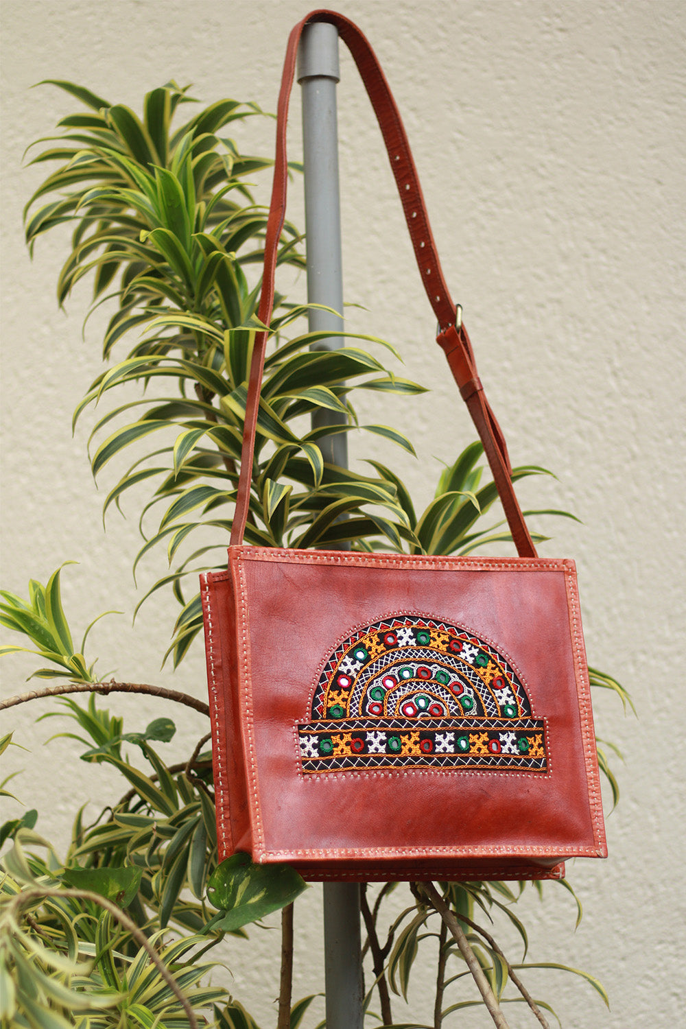 Handcrafted Kutch Leather Bag | Tan