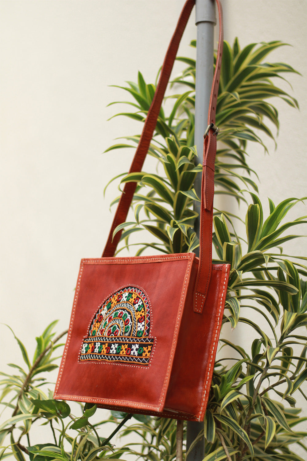 Handcrafted Kutch Leather Bag | Tan