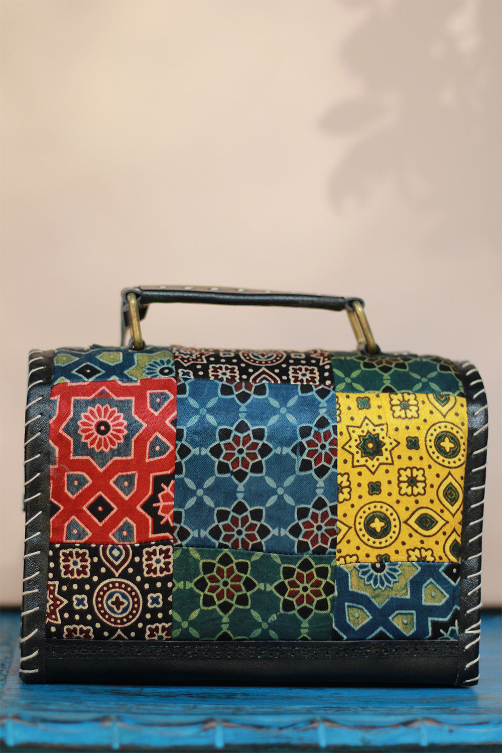 Handcrafted Kutch Leather Bag | Ajrakh