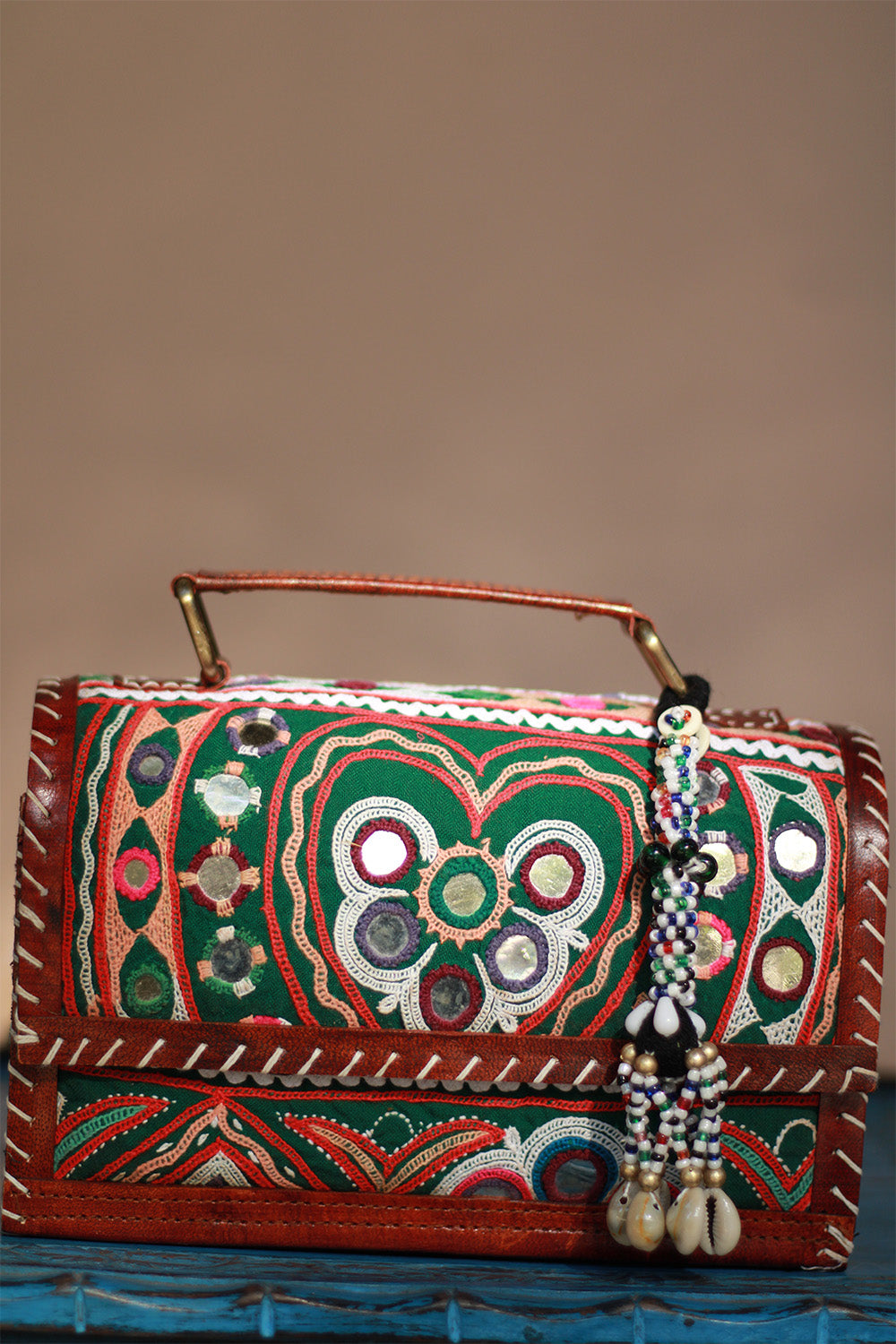 Handcrafted Kutch Leather Bag | Mirrorwork