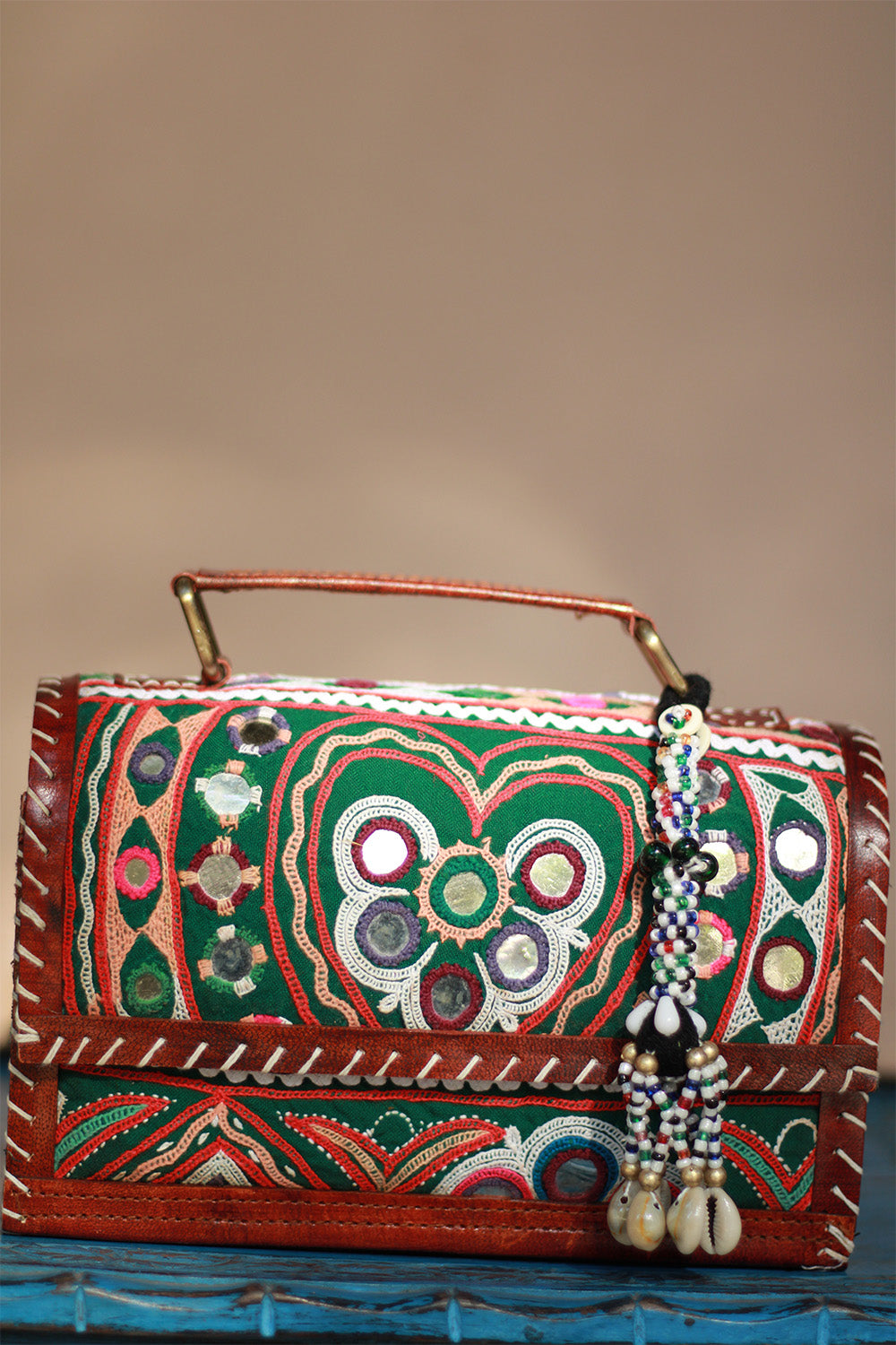 Handcrafted Kutch Leather Bag | Mirrorwork