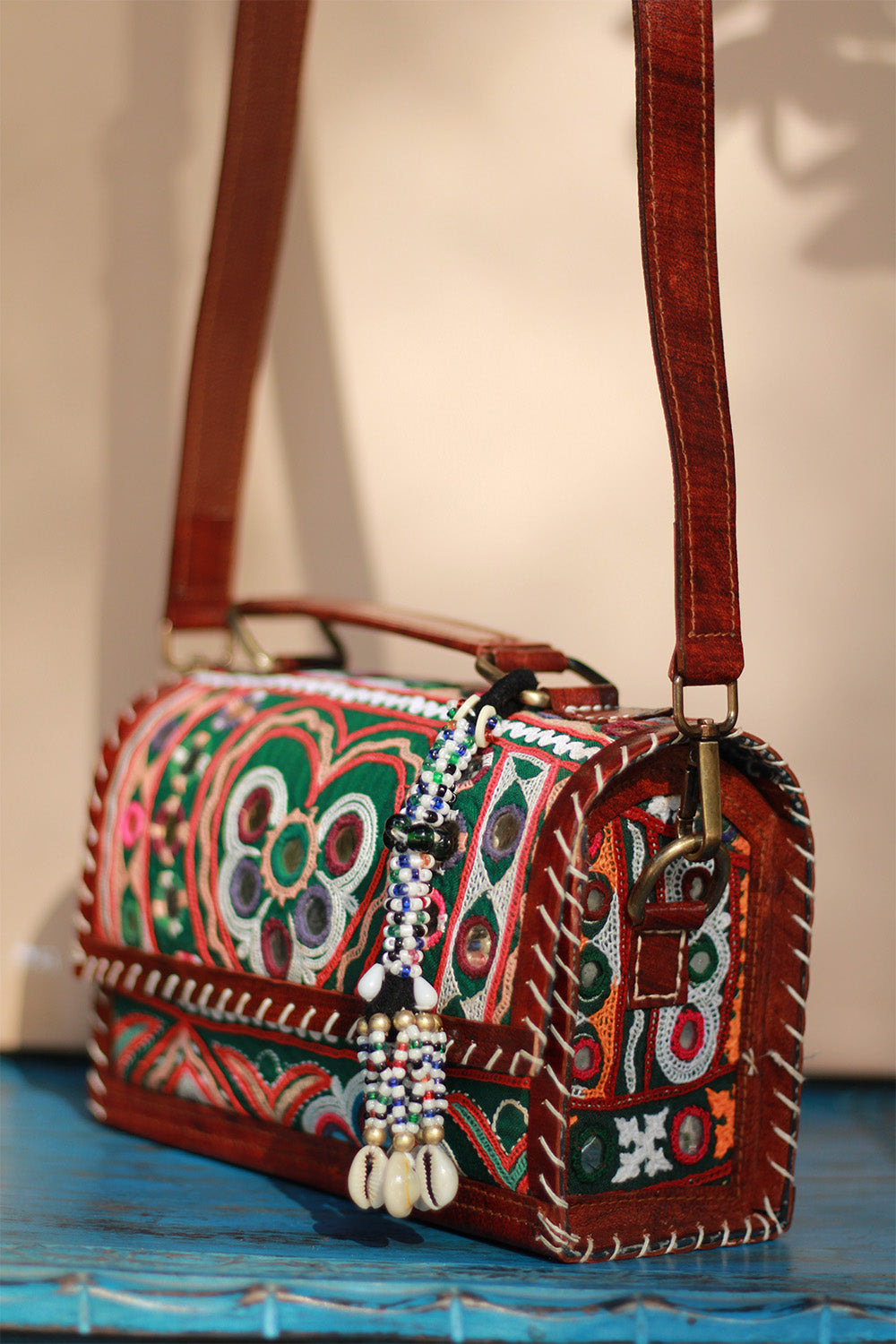 Handcrafted Kutch Leather Bag | Mirrorwork
