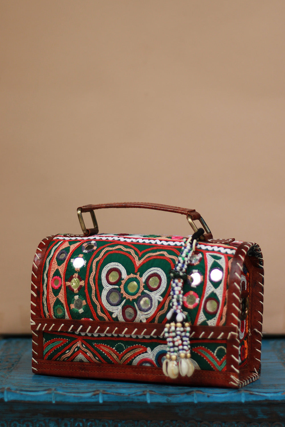 Handcrafted Kutch Leather Bag | Mirrorwork