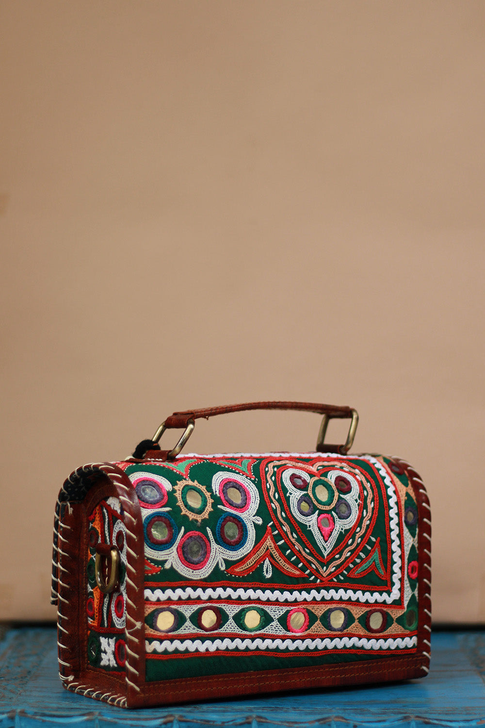 Handcrafted Kutch Leather Bag | Mirrorwork