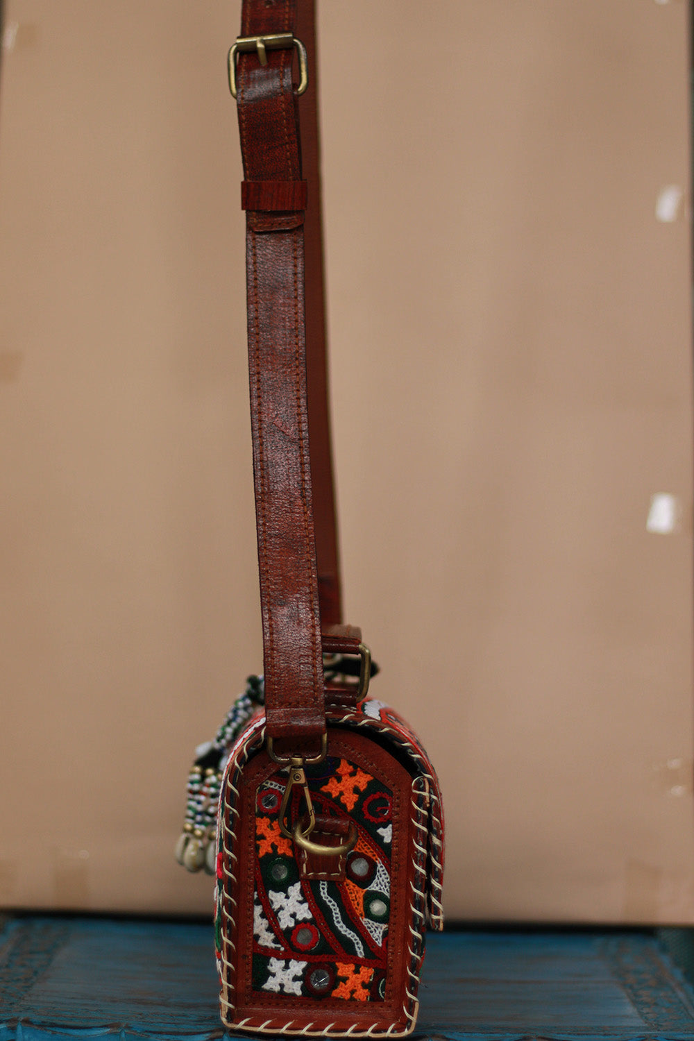 Handcrafted Kutch Leather Bag | Mirrorwork