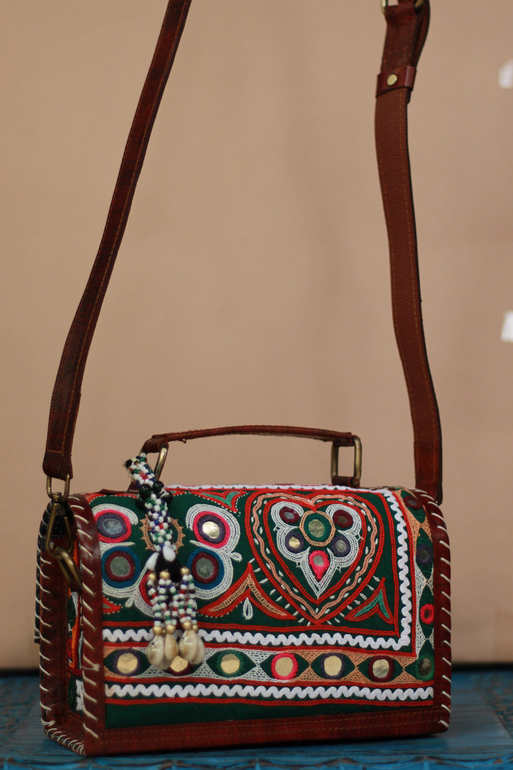 Handcrafted Kutch Leather Bag | Mirrorwork