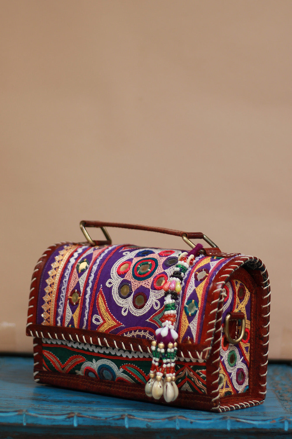 Handcrafted Kutch Leather Bag | Mirrorwork