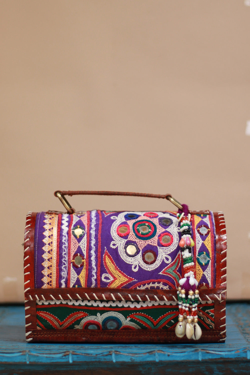 Handcrafted Kutch Leather Bag | Mirrorwork