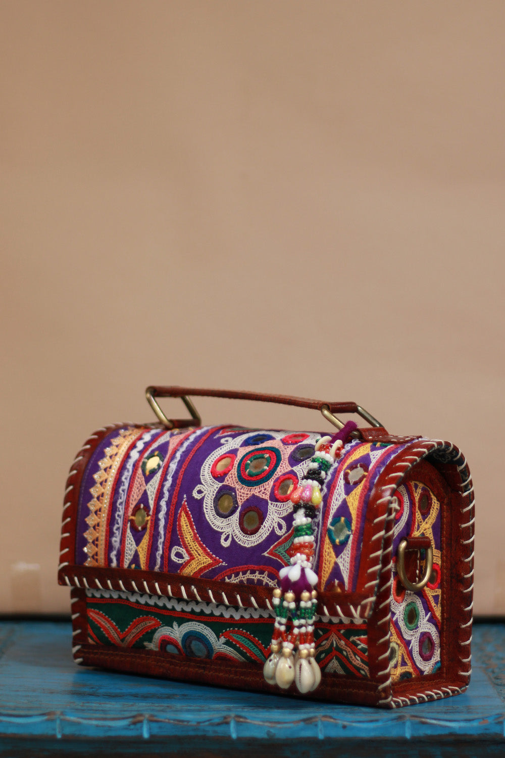 Handcrafted Kutch Leather Bag | Mirrorwork