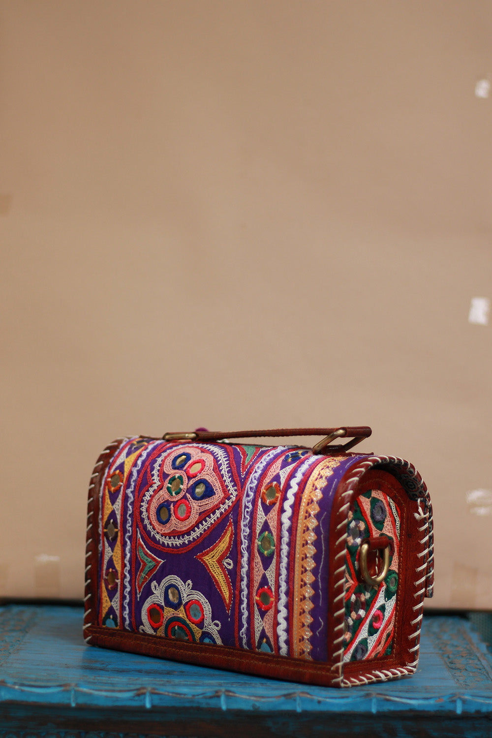 Handcrafted Kutch Leather Bag | Mirrorwork
