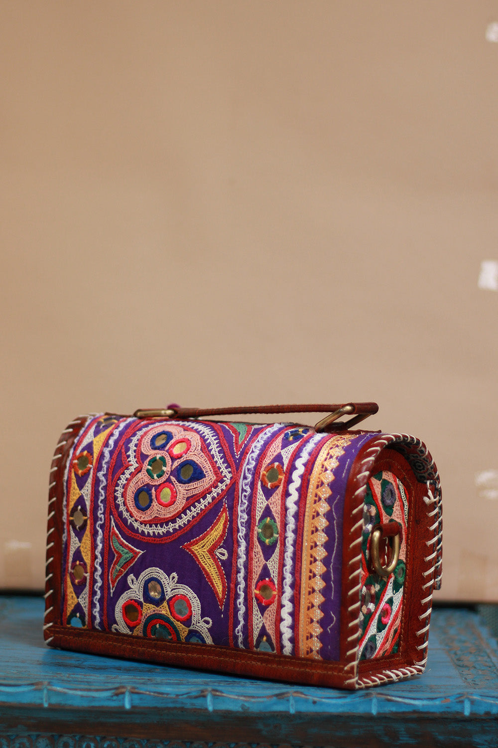 Handcrafted Kutch Leather Bag | Mirrorwork