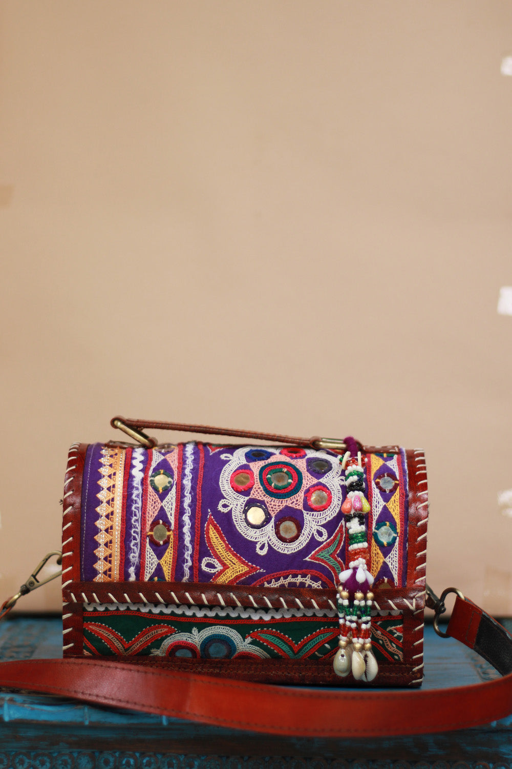 Handcrafted Kutch Leather Bag | Mirrorwork