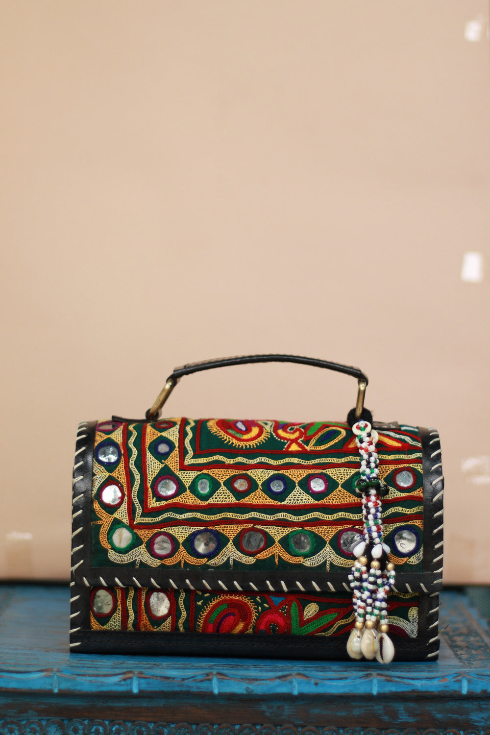 Handcrafted Kutch Leather Bag | Mirrorwork