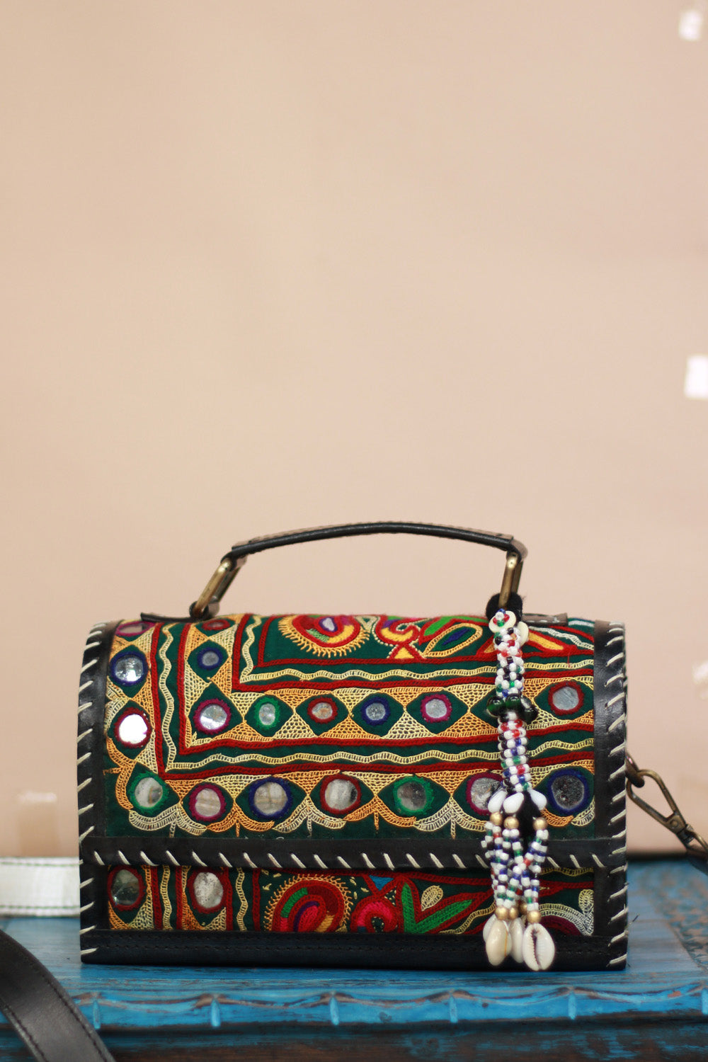 Handcrafted Kutch Leather Bag | Mirrorwork