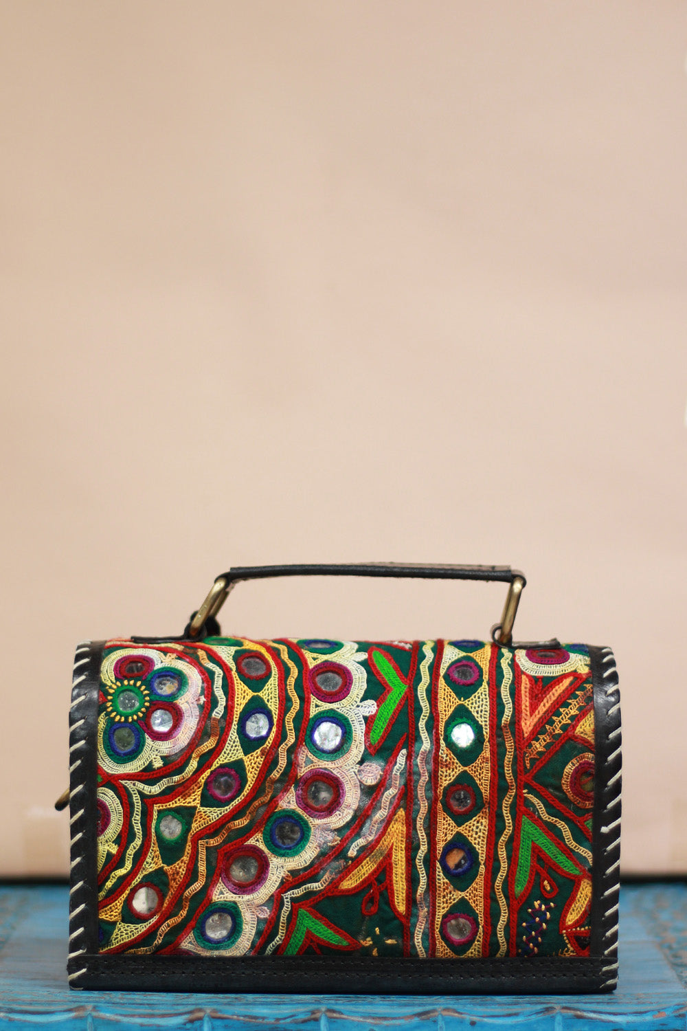 Handcrafted Kutch Leather Bag | Mirrorwork