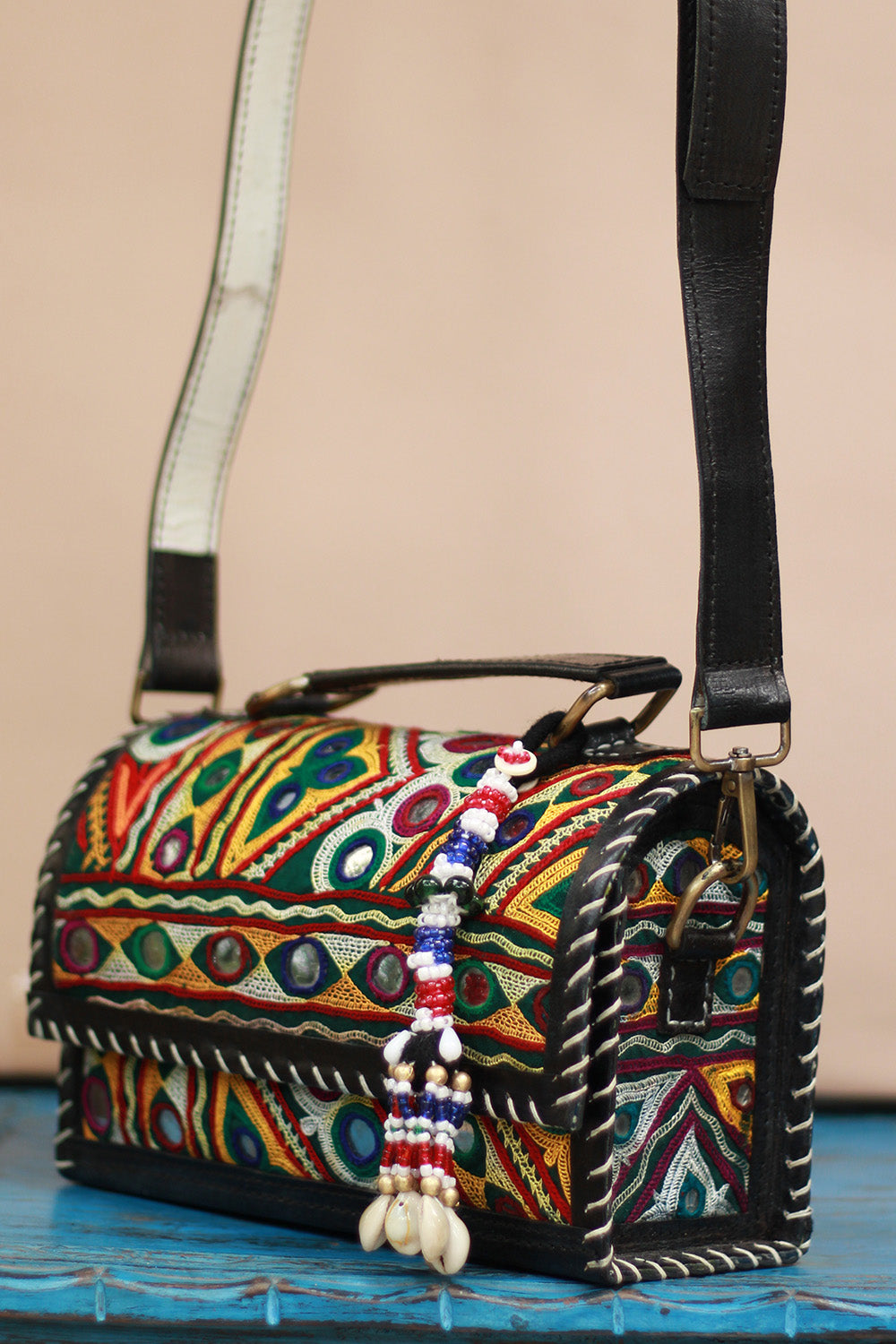 Handcrafted Kutch Leather Bag | Mirrorwork