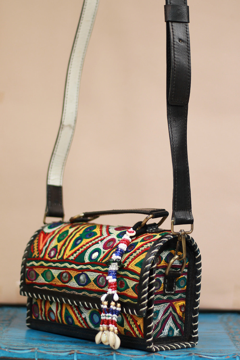 Handcrafted Kutch Leather Bag | Mirrorwork