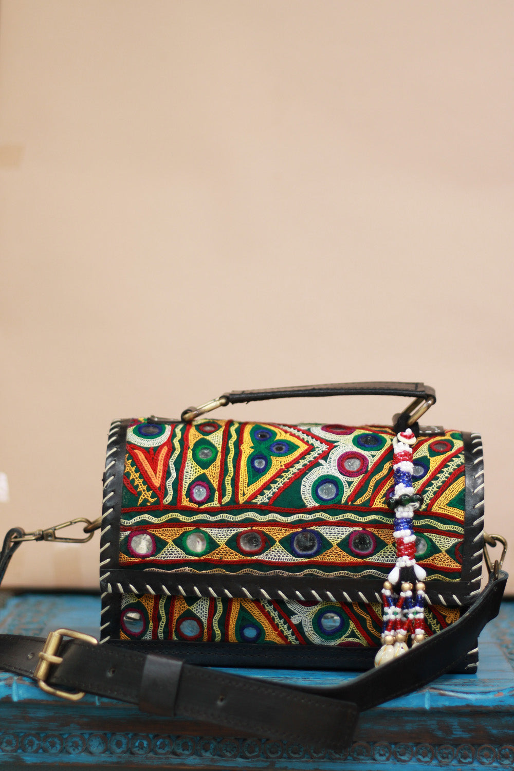 Handcrafted Kutch Leather Bag | Mirrorwork