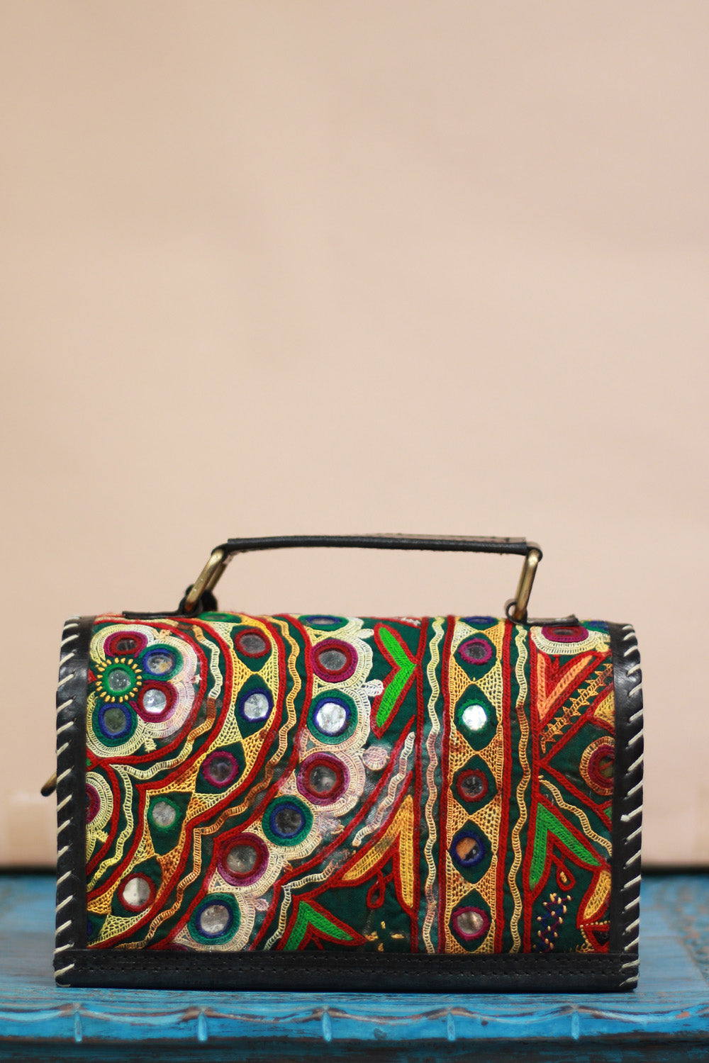 Handcrafted Kutch Leather Bag | Mirrorwork