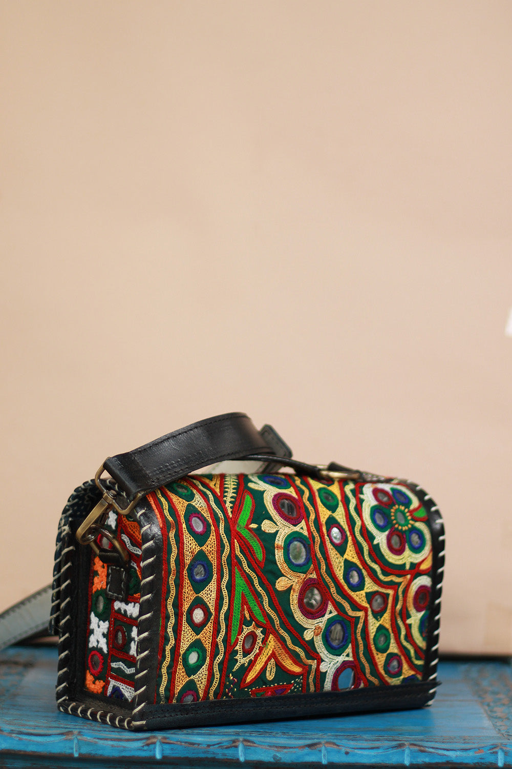 Handcrafted Kutch Leather Bag | Mirrorwork