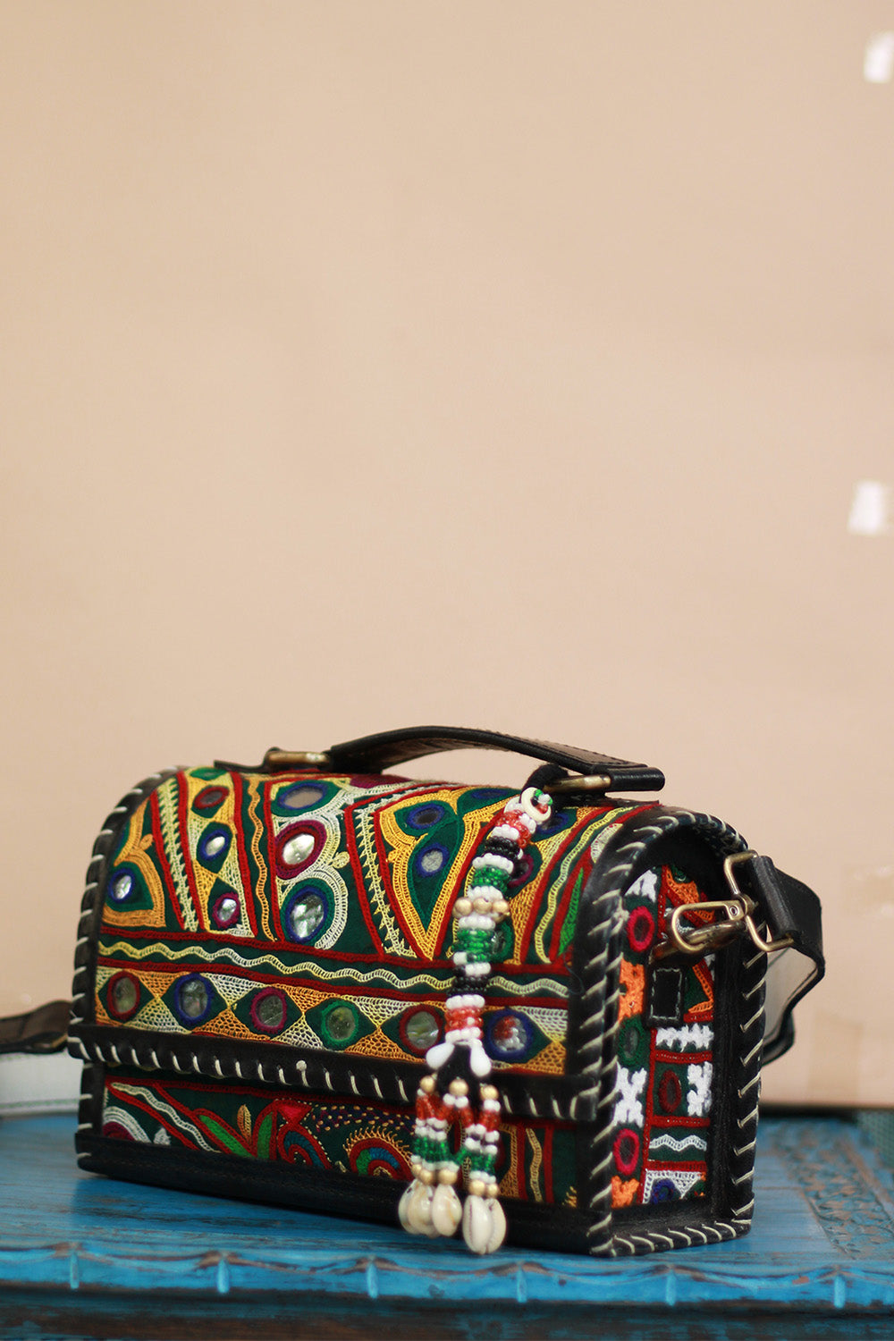 Handcrafted Kutch Leather Bag | Mirrorwork