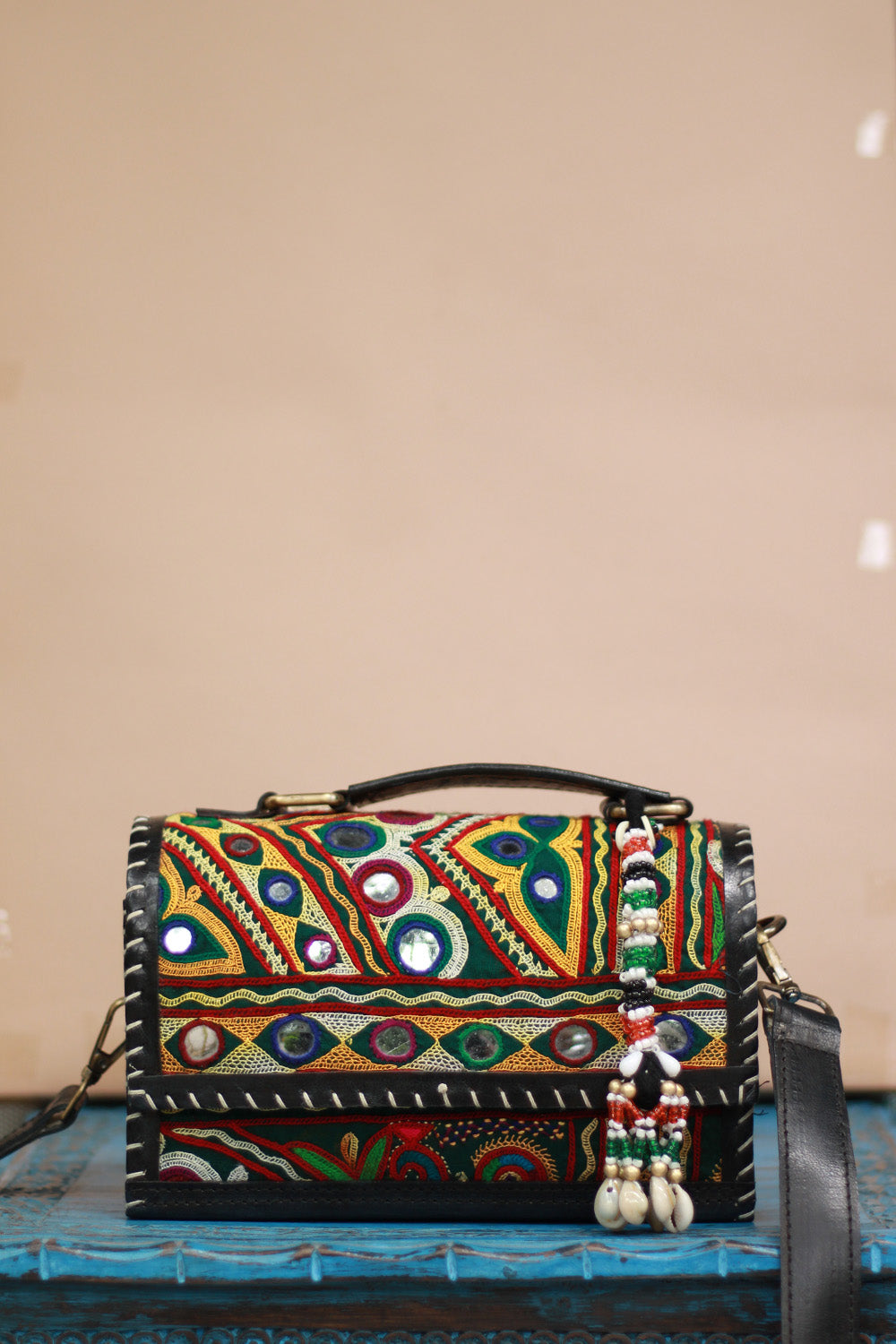 Handcrafted Kutch Leather Bag | Mirrorwork