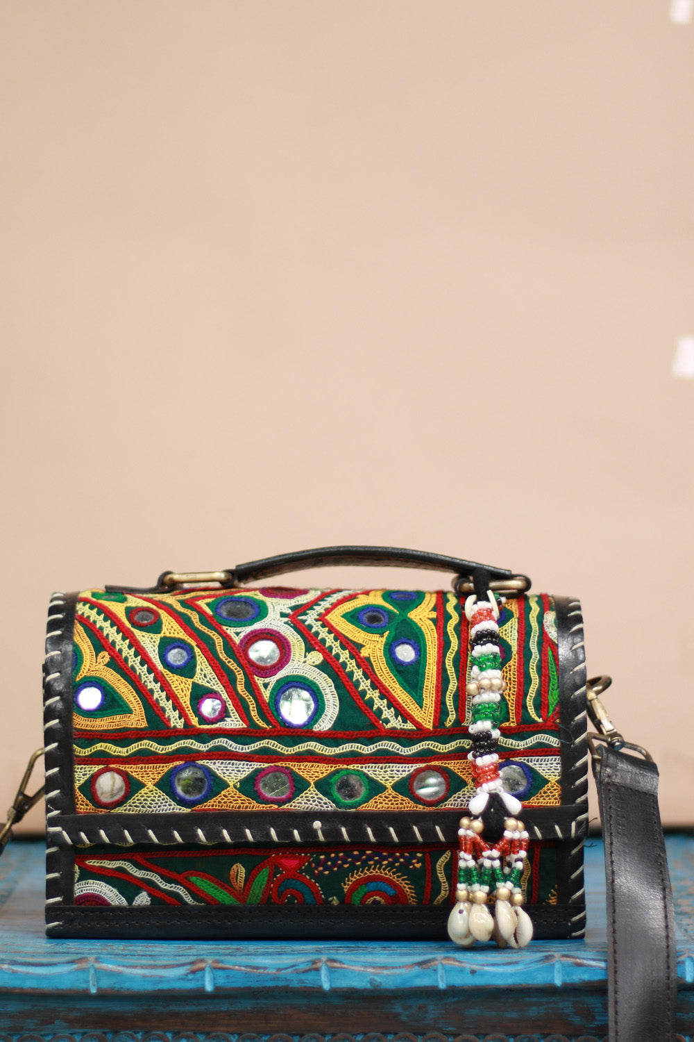 Handcrafted Kutch Leather Bag | Mirrorwork