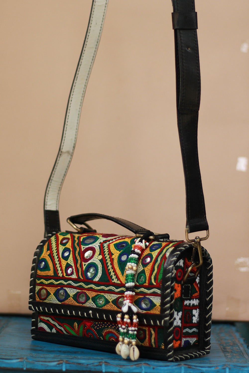 Handcrafted Kutch Leather Bag | Mirrorwork