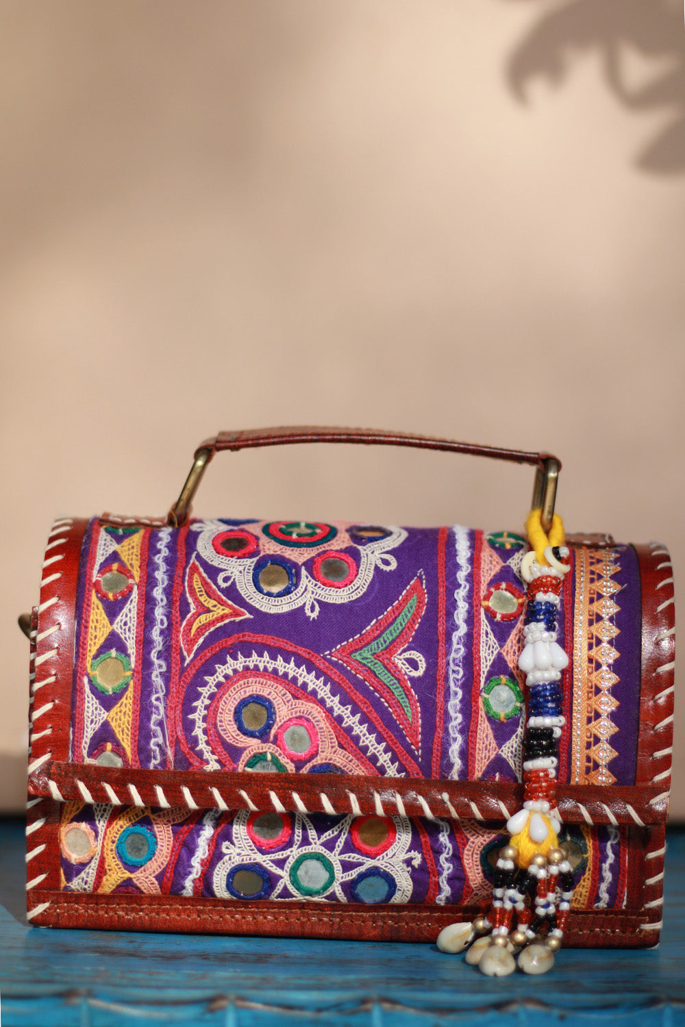 Handcrafted Kutch Leather Bag | Mirrorwork