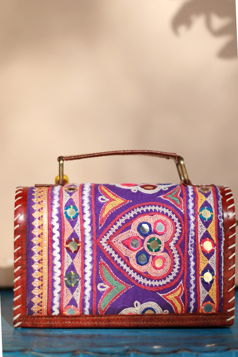 Handcrafted Kutch Leather Bag | Mirrorwork