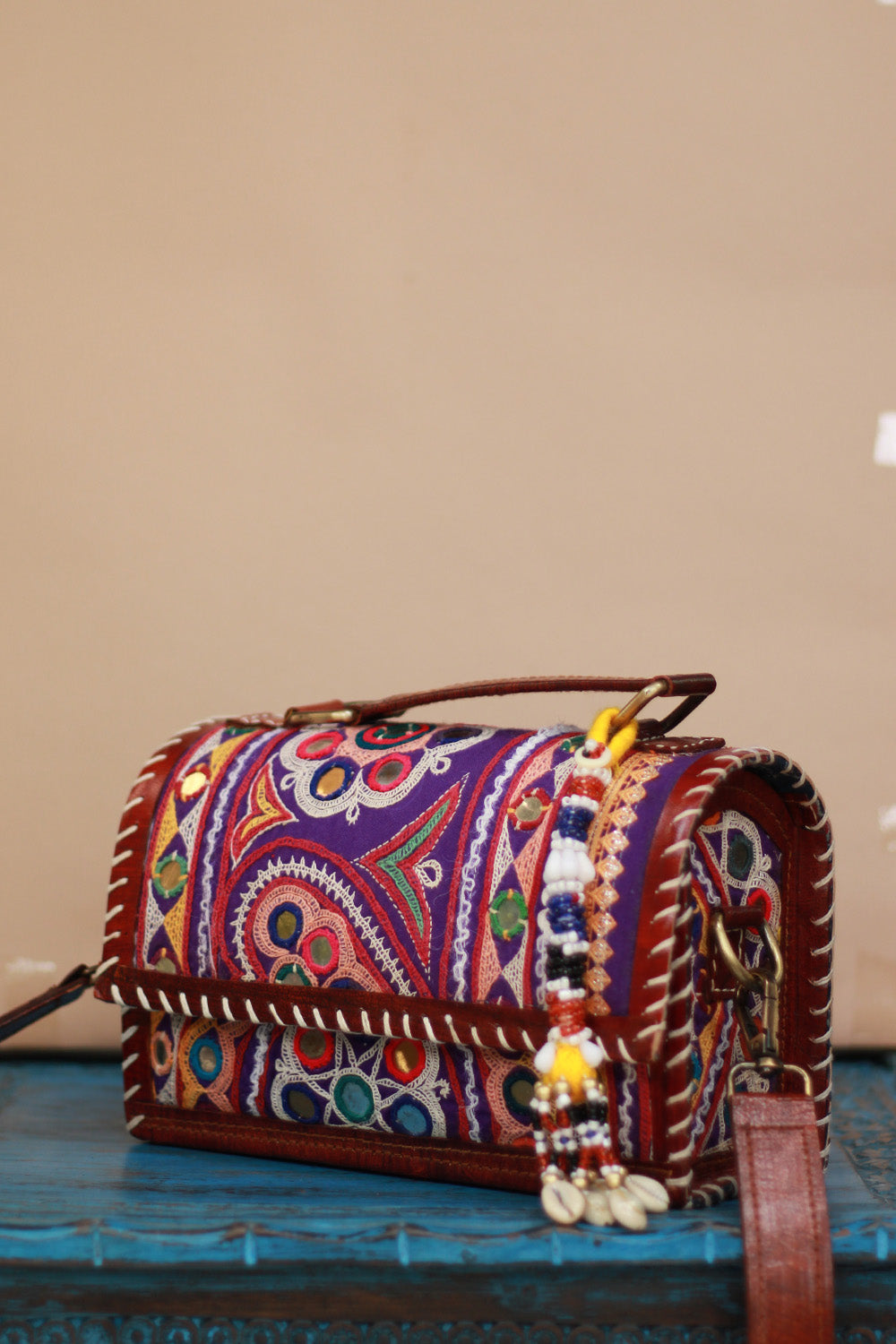 Handcrafted Kutch Leather Bag | Mirrorwork