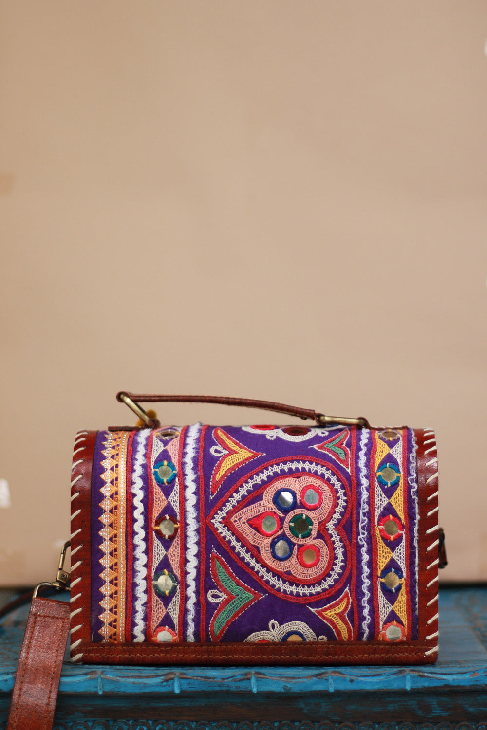 Handcrafted Kutch Leather Bag | Mirrorwork