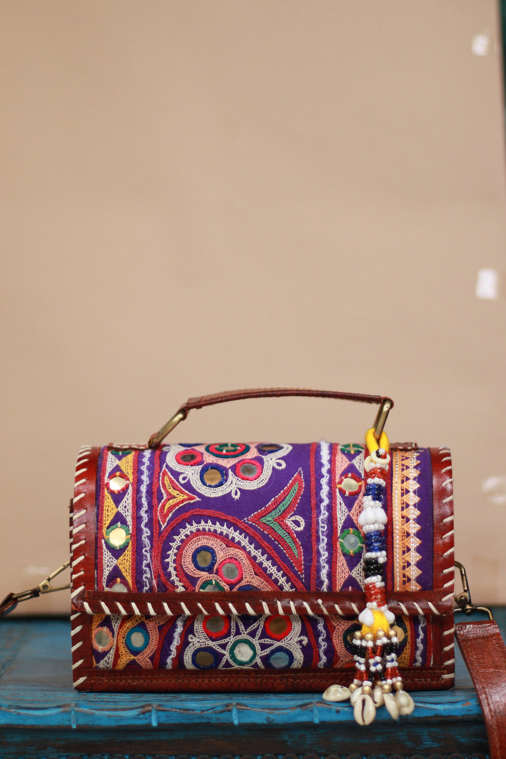 Handcrafted Kutch Leather Bag | Mirrorwork