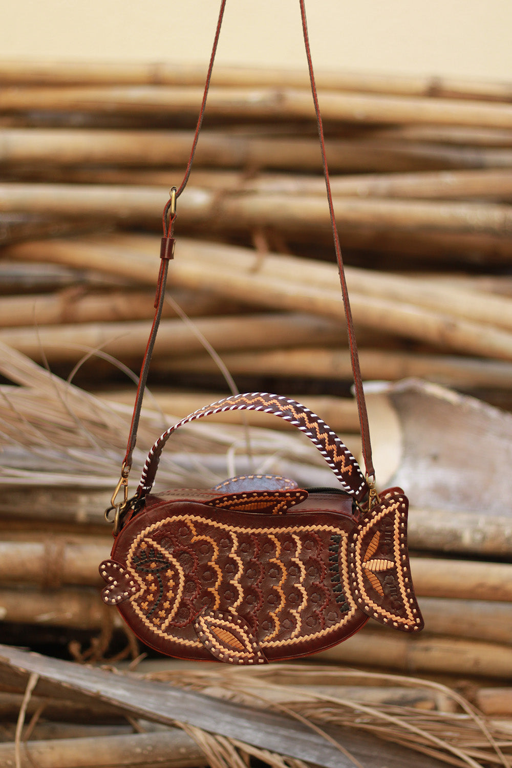 Handcrafted Kutch Leather Bag | Fish