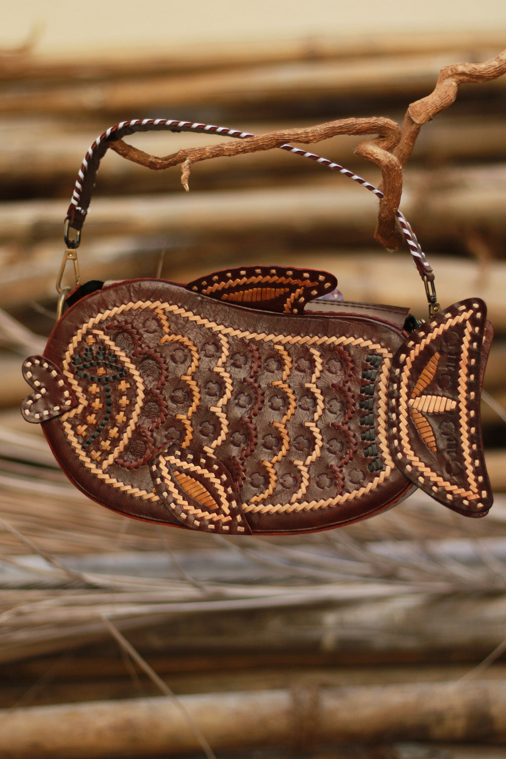 Handcrafted Kutch Leather Bag | Fish