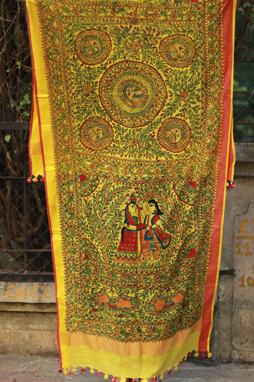 Madhubani Cotton‑Silk Dupatta
