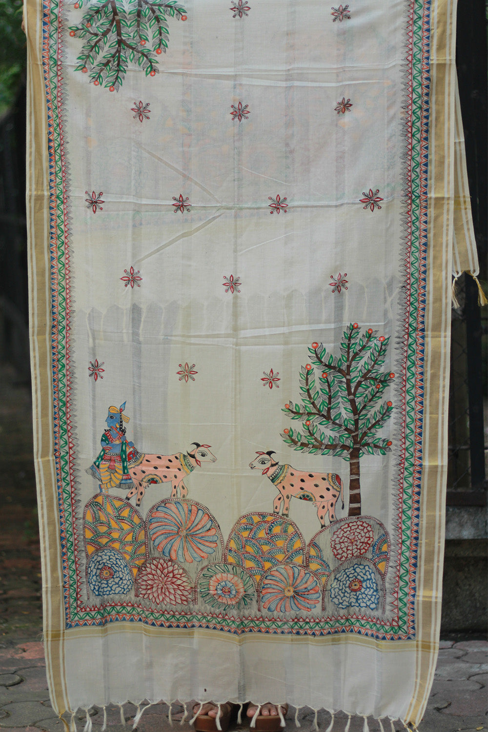 Madhubani Cotton‑Silk Dupatta