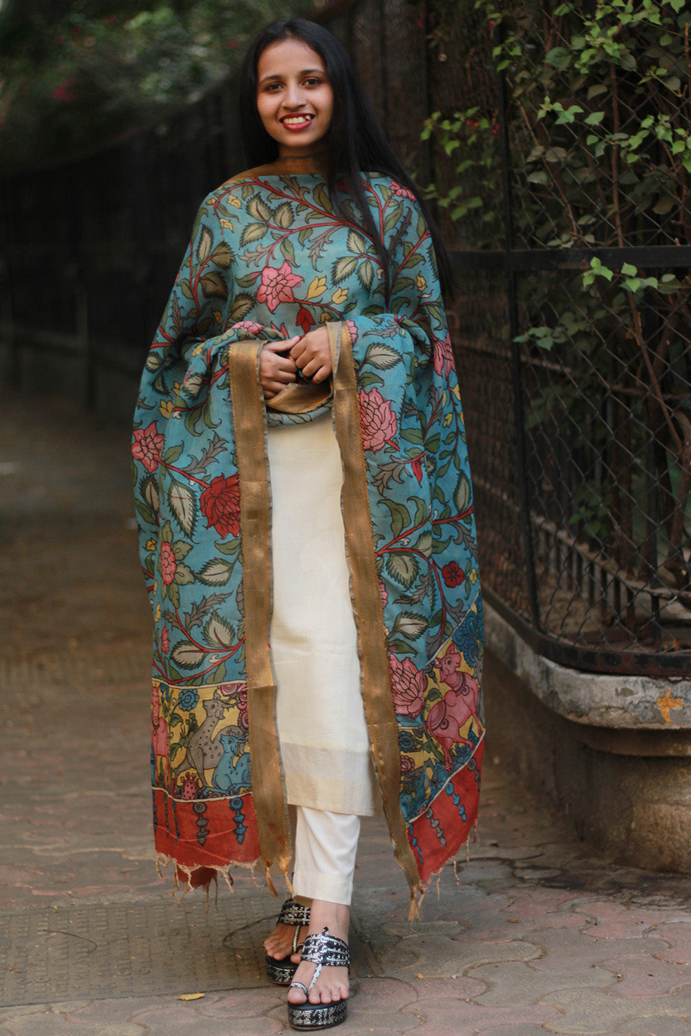 Leela | Cotton Silk Pen Kalamkari Dupatta