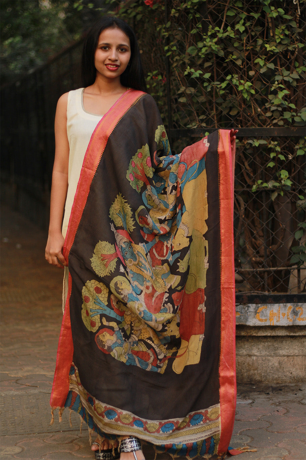 Leela | Cotton Silk Pen Kalamkari Dupatta