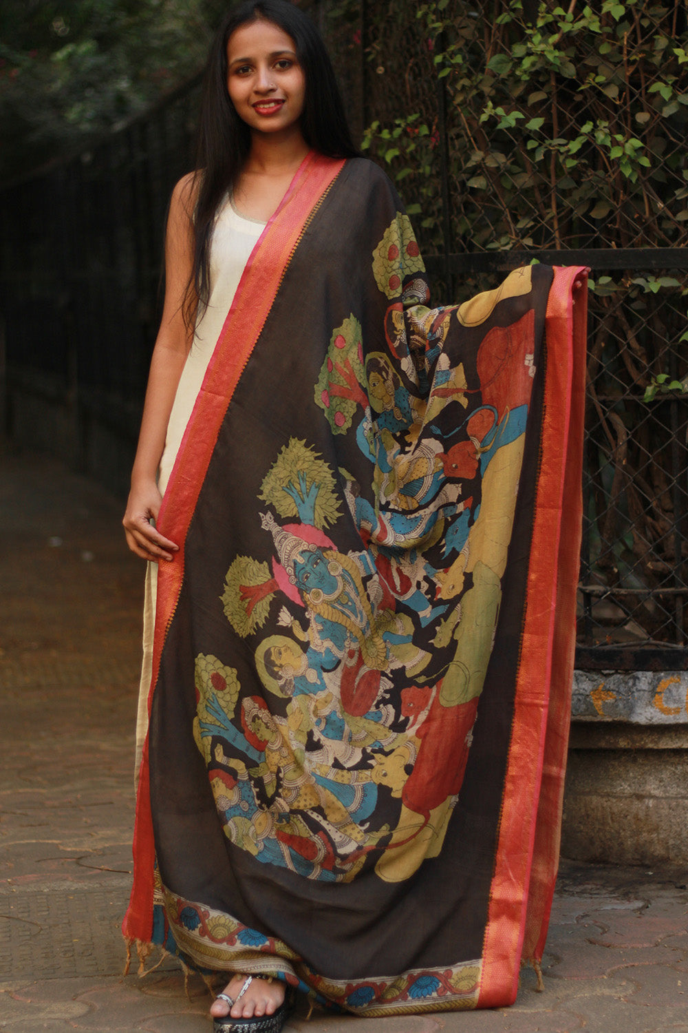 Leela | Cotton Silk Pen Kalamkari Dupatta